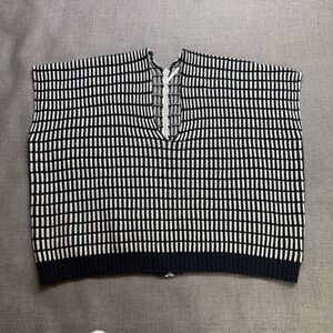 Free People Sweater Women’s S Blue White Knit Sleeveless Zip Back Oversized